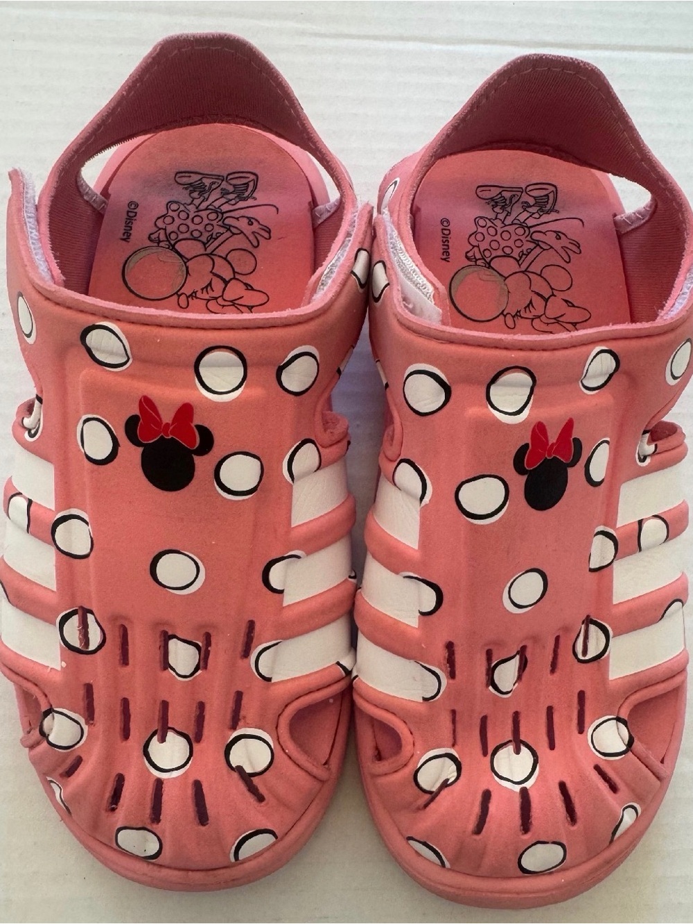 Adidas x Disney Pink Kids Minnie Mouse Polka Dot Sandals Size 1 (Youth)